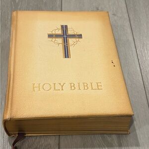 Vtg 1960 Leather Holy Bible Deluxe Edition Kings James Version Illustrated 11×9